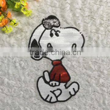 custom made cartoon Snoopy sequin applique patches