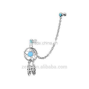 Dream catcher cartilage chain earring body piercing jewelry