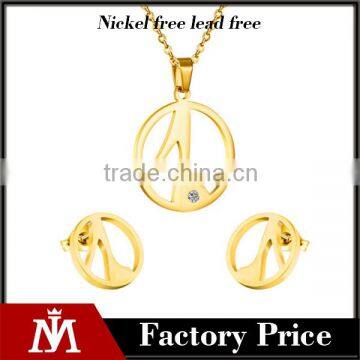 High Polished Stainless Steel Earring Jewelry Set Gold Plated Shoes Pendant Necklace