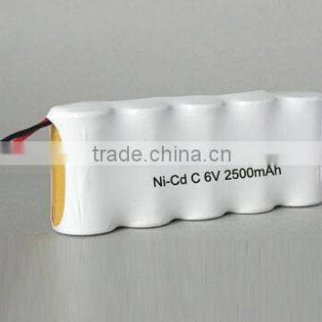 Best quality ni cd C 2500mah 6v battery pack for emergency lighting