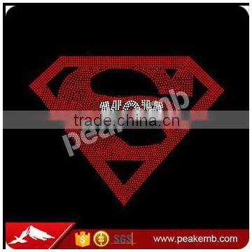 Hotsale superman custom iron-on rhinestone heat transfers wholesale