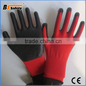 BSSAFETY softtextile nitrile coated glove for construction work knitted hand gloves