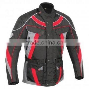 Long Motorcycle Textile Jacket Black Red