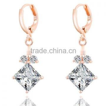 Rose gold plated white zircon new fashion 2016 western earring X70 pearl jewelry