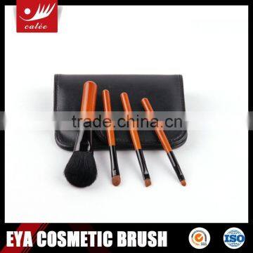 Eya 4-piece small cosmetic brush set with cool black case