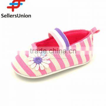 No.1 yiwu exporting commission agent wanted New Striped Canvas Baby Girl Shoes