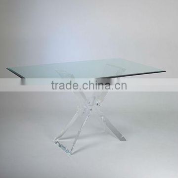 promotional clear acrylic X Trestle Base table