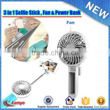 3 in 1 Handheld Fan Mini Monopod Selfie Stick With Fan and Power Bank photo-6