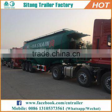 Tri-axle volume optional bulk powder silo semi trailer, V type cement tanker trailer for sale