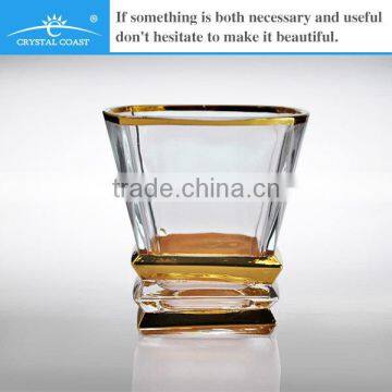 wholesale thick bottom plain tumbler golden rim whiskey glass tumbler