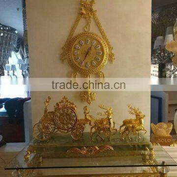 Luxury Gilt Sunflower Shape Wall Hanging Clock, 24K Gold Plated Brass Wall Clock, Home Decoration Wall Art photo-2