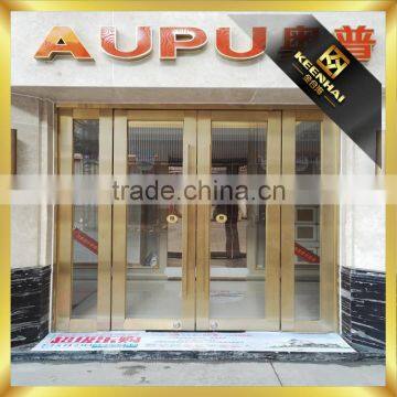 Commercial Front Door Golden Color 304 Stainless Steel Door