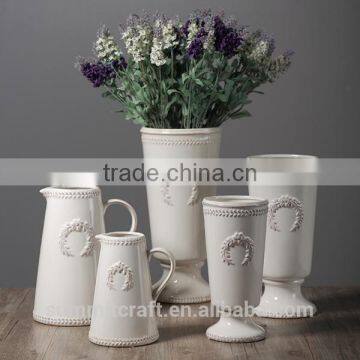 Home goods big size decorative white ceramic vases