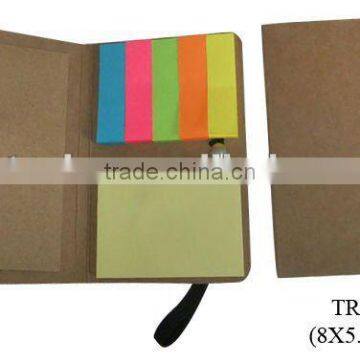 Recycled paper cover notebook with memo stick and card holder for promotion