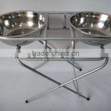 3 Tier Height Adjustable Stainless Steel Pet Feeder With 2 Quart Size Bowls photo-2
