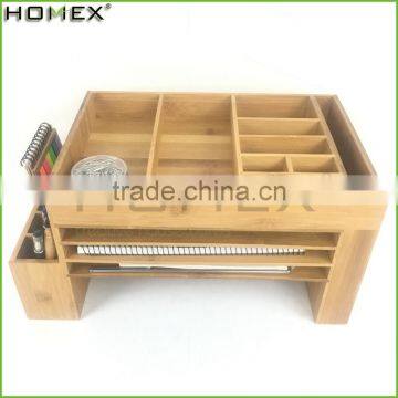 Bamboo Desktop Organizer Office Supply Organizer Caddy Homex-BSCI Factory photo-2