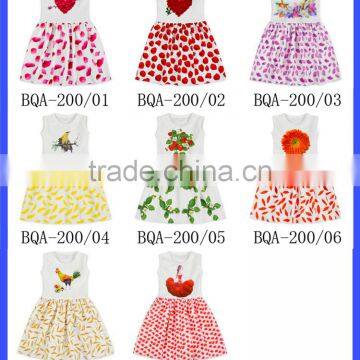 Princess Flower Print White Lovely Kids Dress Sleeveless Fairy Frocks Designs Girl Baby Dress