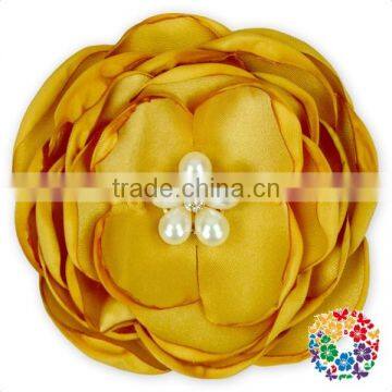 Ivory Pearls Center Satin Ribbon Handmade Flowers photo-5