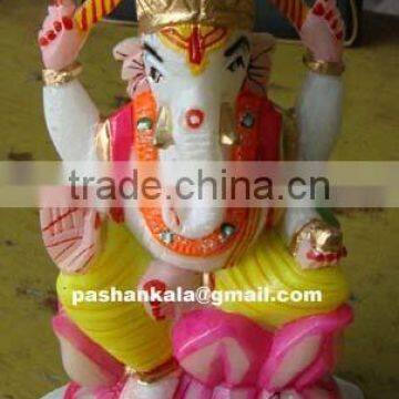 Alabaster Marble Ganesha Colored Statue photo-1