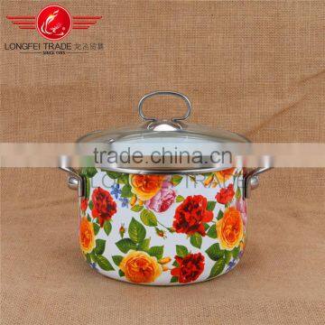 Hot sale new design enamel / ceramic 24cm cookware pot set/ deep soup pot stock pot