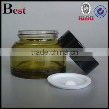 30g 50g Hot Products Fancy Green Glass Cosmetic Jar High Quality Oblique Shoulder Empty Glass Jar With Black Lid China Suppliers photo-4