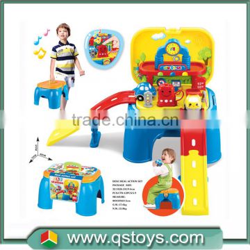 2 in 1 multi-function toy DIY rail gas station playing set for child