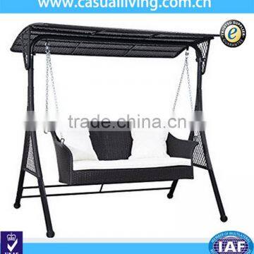 Porch Double Seat Swing With Roof Rattan Patio swing with canopy Outdoor