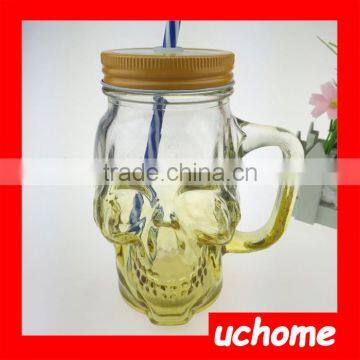 UCHOME Skull Shape Colorful Glass Mason Jar With Handle photo-2