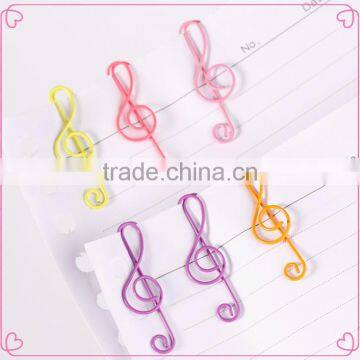 Plastic coated metal wire clip colors music note shape paper clips