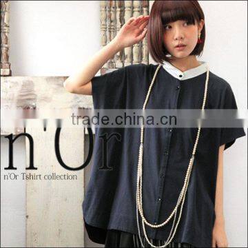 girl dress short sleeve o-neck black shirt