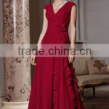 2015 Newest Style Luxurious V neck Red Bridal Dress