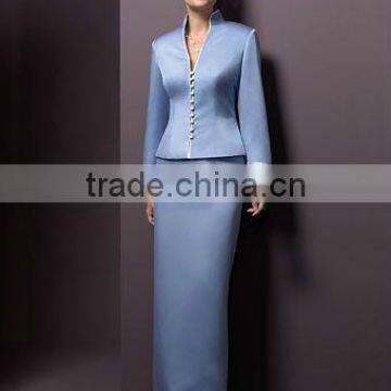 blue long sleeve jacket woman business suit