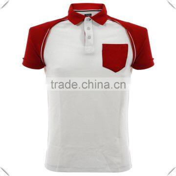 men bicolour white red dry fit pocket polo shirt custom for golf sports with logo OEM