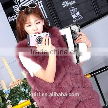 High quality Winter Fashion Women Real Fox Fur Vest Lady Genuine Leather Fur Coat Warm Vest Fox and Rabbit Fur Overcoat gilet