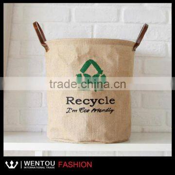 New Design Green Patterned Burlap Basket photo-3