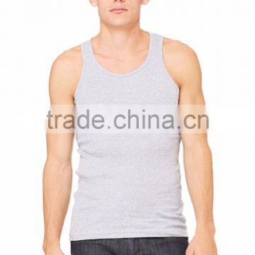 Bella+Canvas Men's 2x1 Rib Tank Top - 100% combed and ring-spun cotton and has self-fabric binding around neckline and armholes