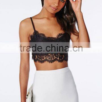 Delicate Eyelash Zip Back Lace Bralet Women Lace Top photo-2