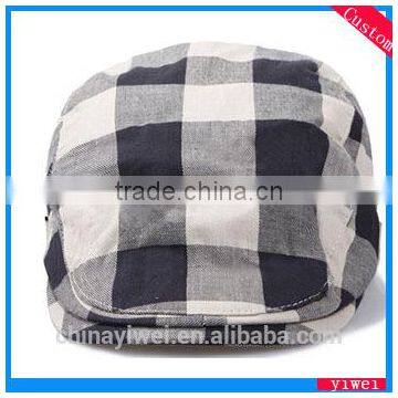 simple plaid beret cap for men