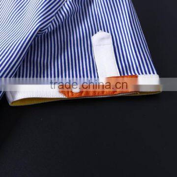 Latest Button Downs Stripe Short Sleeves Summer Cotton Men Shirts photo-3
