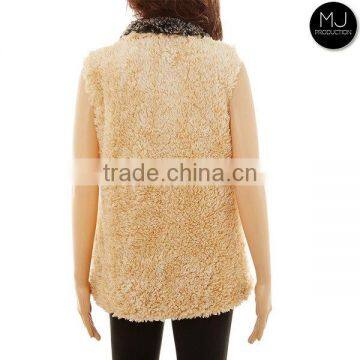Wholesale Frosted Tip Heathered Zip Sherpa Woman Vest photo-3