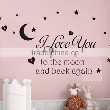 I Love You to the Moon And Back Again Star Heart Words Quotes Vinyl Wall Decals