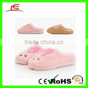 Guangdong wholesale shorn velvet plush customized ribbat bunny slippers for women