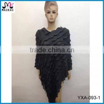 Wholesale latest new fashion knit acrylic poncho 2016