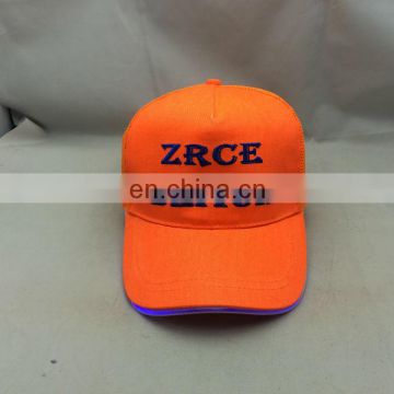 Embroidery Mesh LED trucker cap Orange Fluorescence trucker cap with blue Led light