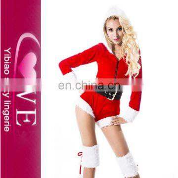 Long Sleeve Santa Hooded Costume Christmas Sexy Fantasy Costume