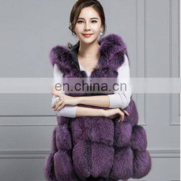 Russian Style Fox Fur Vest With Hat Real Fox Fur Gilet For Women photo-2