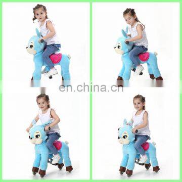 New arrival!!!HI CE cute blue color mechnical ride on horse for kids,brown walking ride on cars on wheels