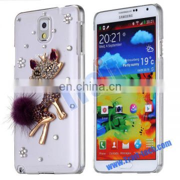 3D Cute Fox Bling Diamond Protective Back Transparent Hard Case for Samsung Galaxy Note 3 N9000 N9002 N9005