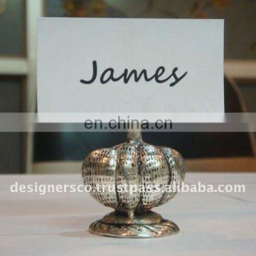 Silver Pimpkin Wedding Favor Place Card Holder