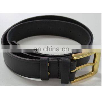 Black color Genuine Leather Belt with Gold Buckle Mens Belts